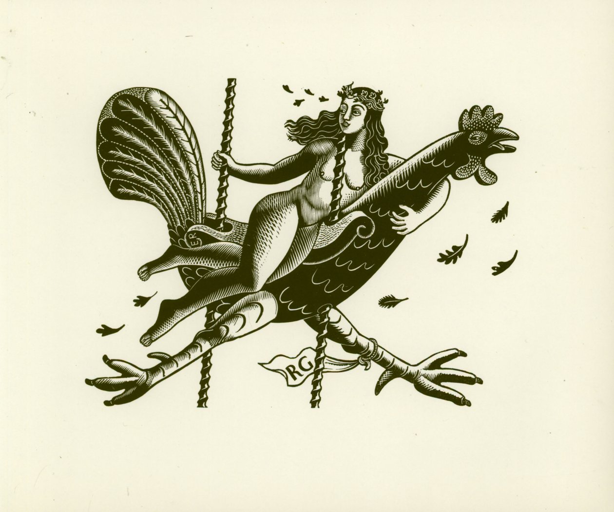 Tirzah kukon päällä, 1931 (puukiviprintti) tekijältä Eric Ravilious