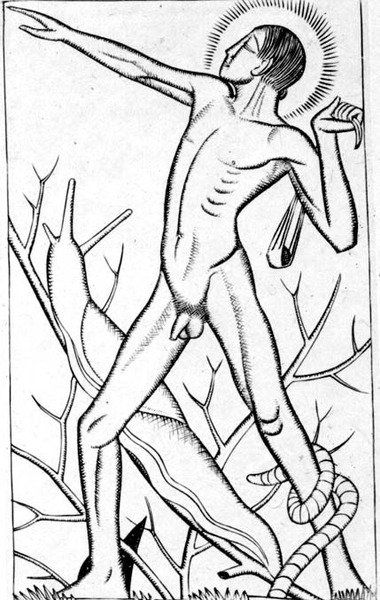 David, kuvitus Gillin teoksesta "Se, joka miellyttää näköä" (Id Quod Visum Placet) 1926 (kaiverrus) tekijältä Eric Gill