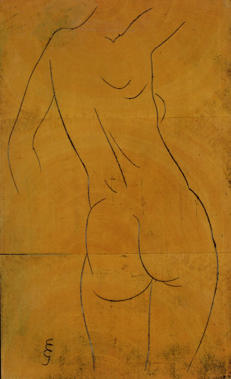 Nainen alastonkuva takaa (puupalikka) tekijältä Eric Gill