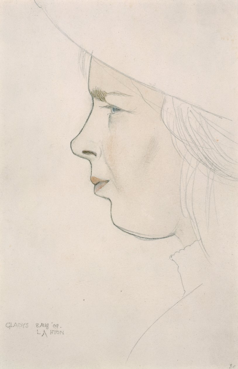 Taiteilijan sisaren Gladys Laughtonin muotokuva, 8. elokuuta 1909 (lyijykynä ja värillinen pesu) tekijältä Eric Gill