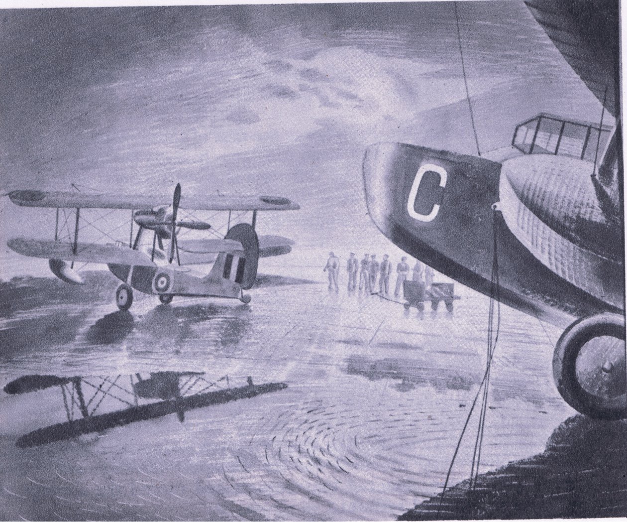 Aamu paraatissa, Collinsin julkaisemasta Brittiseikkailusta, 1947. tekijältä Eric Ravilious