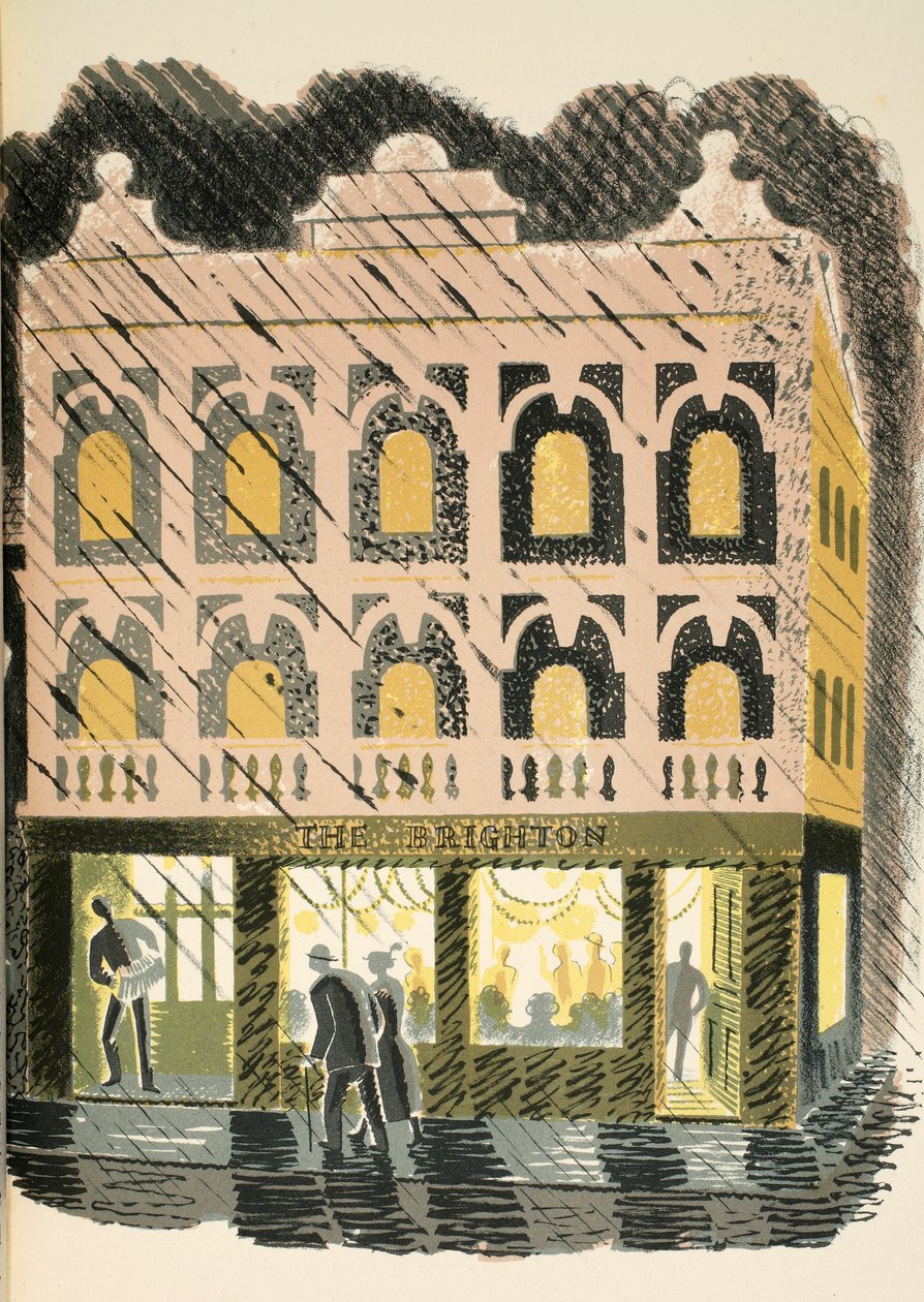 Public House, kuvitus J.M. Richardsin High Streetistä, painanut Curwen Press, pubi. Kirjailija: Country Life, 1938 tekijältä Eric Ravilious