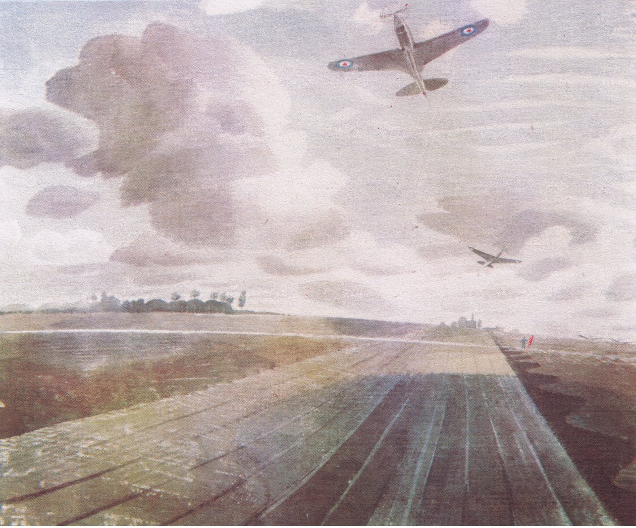 Kiitotienäkymä, 1941, Collinsin julkaisemasta brittiseikkailusta, 1947. tekijältä Eric Ravilious