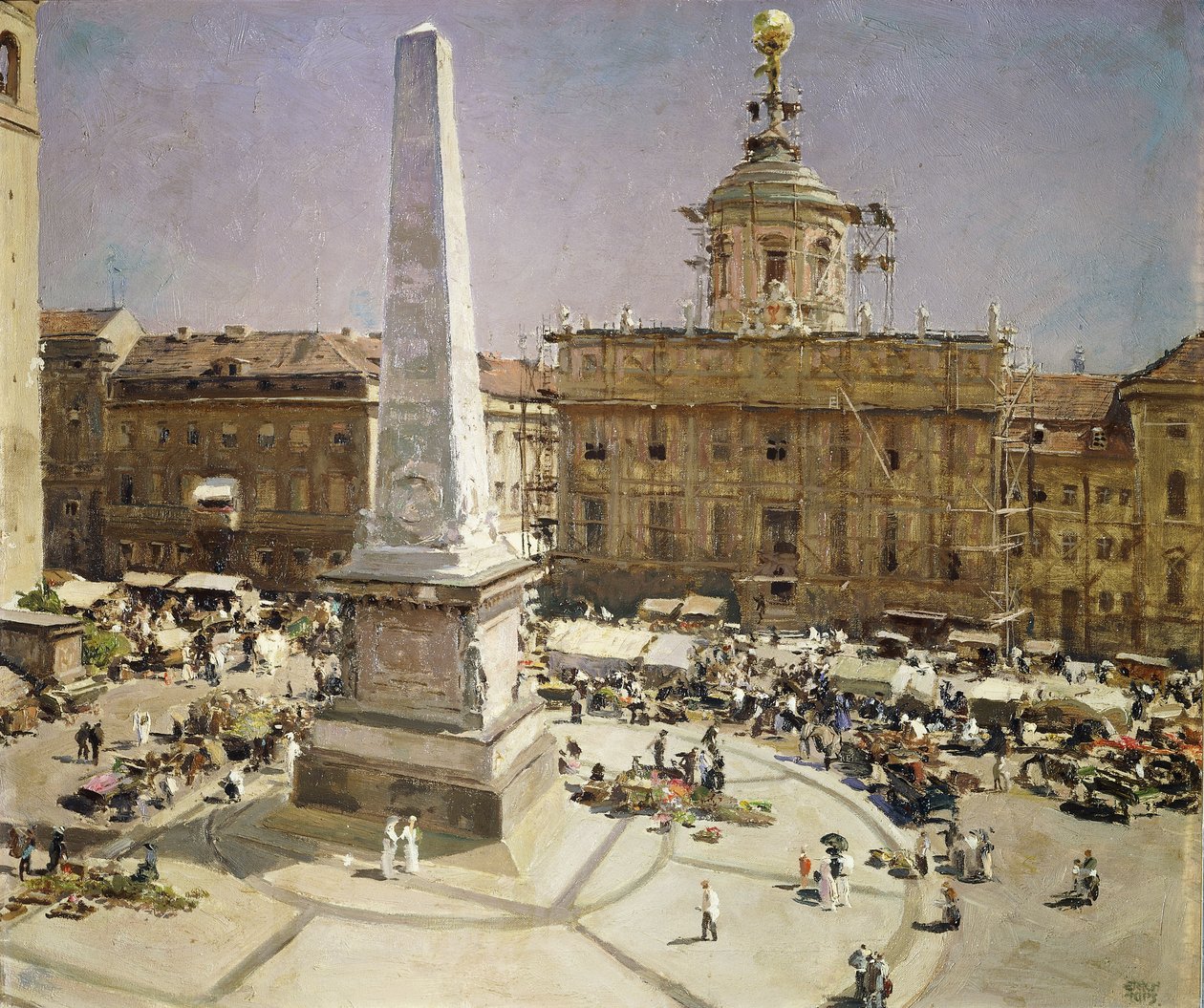 Piazza Santa Maria Maggiore, Rooma (öljy kankaalle) tekijältä Erich Kips