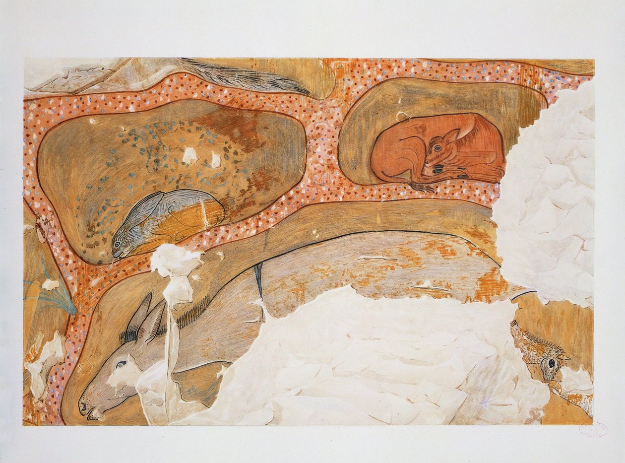 Yksityiskohtia metsästyskohtauksesta, jänis ja peura ... tekijältä Erich Lessing