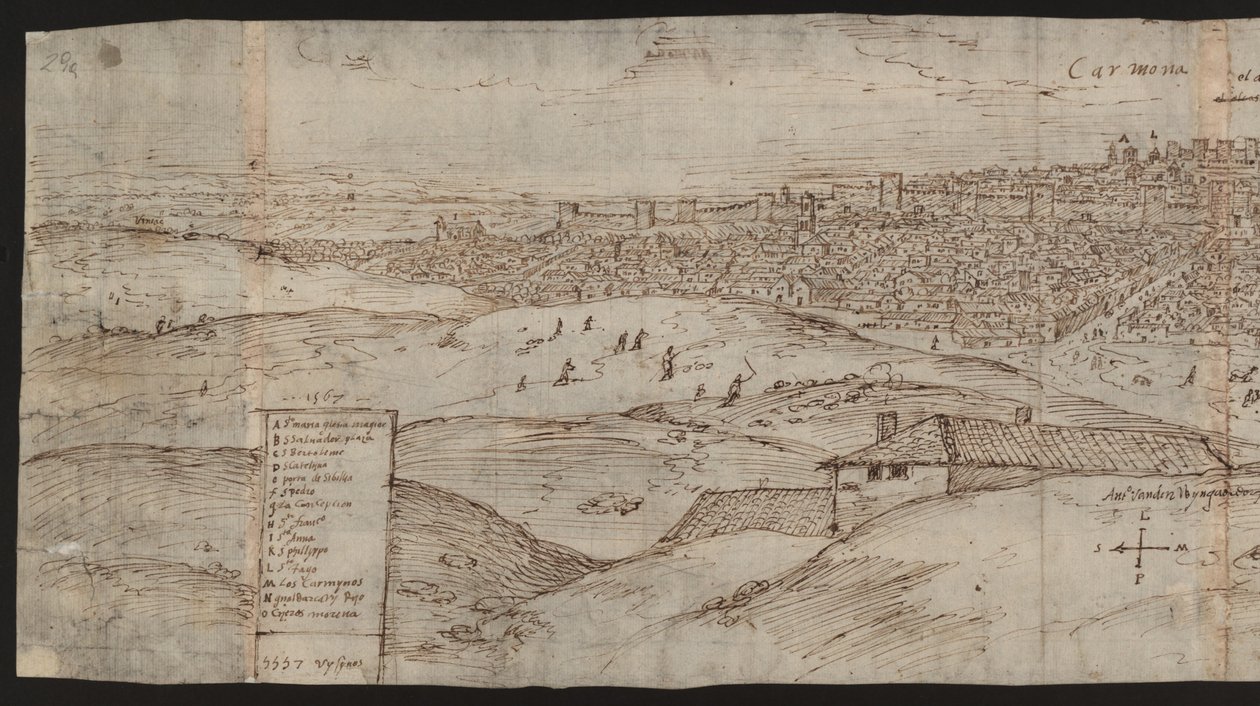 Koko sivu: kaupunkinäkymä: Carmona, vasen puoli tekijältä Erich Lessing