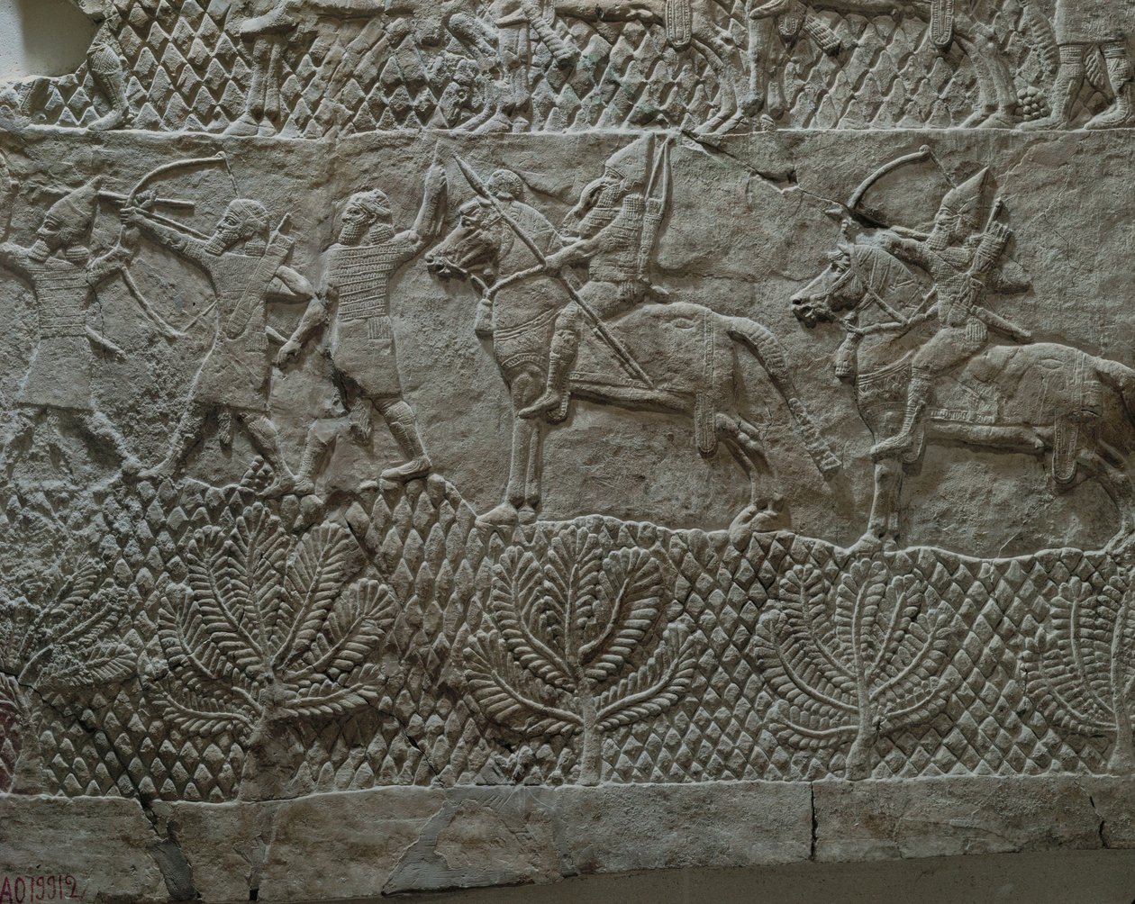 Assyrian kuningas Ashurbanipalin armeija taistelussa Elamia vastaan käydyn sotaretken aikana ... tekijältä Erich Lessing
