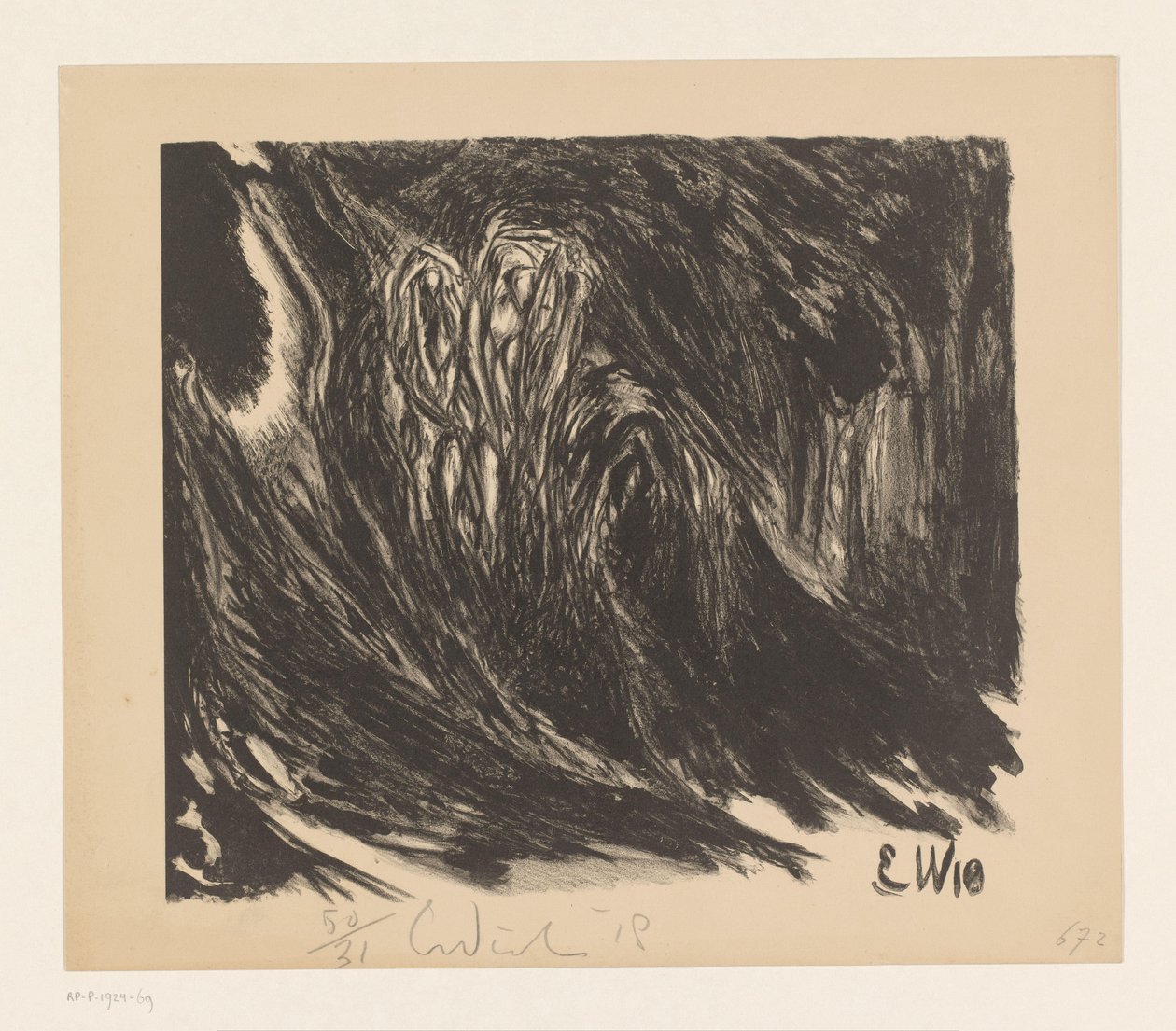 Abstrakti koostumus Das Trinklied vom Jammer der Erde (Li Tai Po) (alkuperäinen nimi) tekijältä Erich Wichmann (signed by artist)