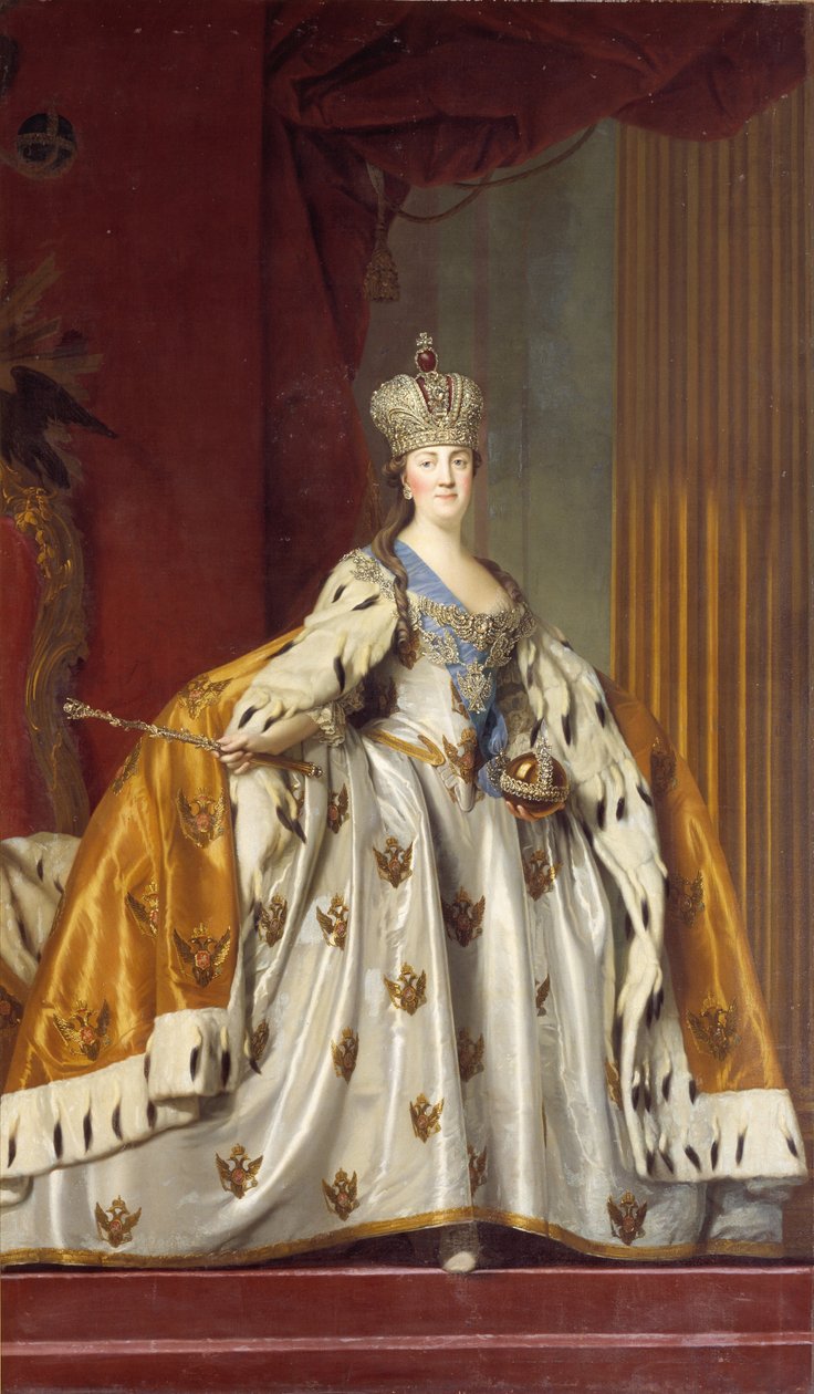 Muotokuva keisarinna Katariina II:sta 1729-1796 kruunausvaatteissaan, 1766. tekijältä Erichsen