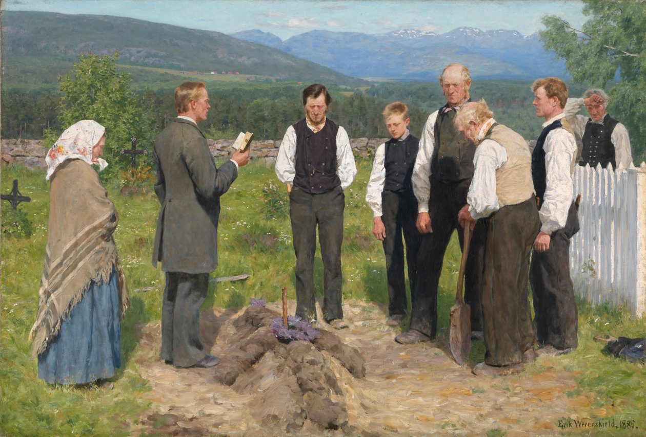 Talonpoika hautaaminen tekijältä Erik Theodor Werenskiold
