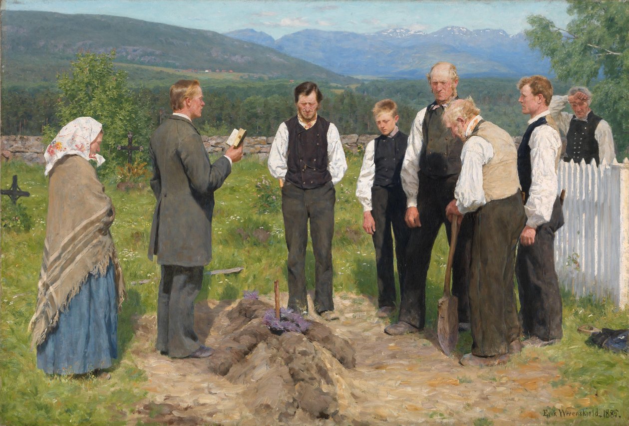 Talonpoikien hautaus tekijältä Erik Theodor Werenskiold