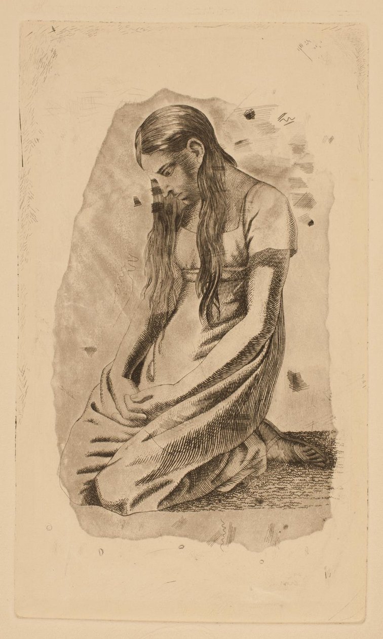 Polvistuva nuori tyttö tekijältä Erling Eckersberg