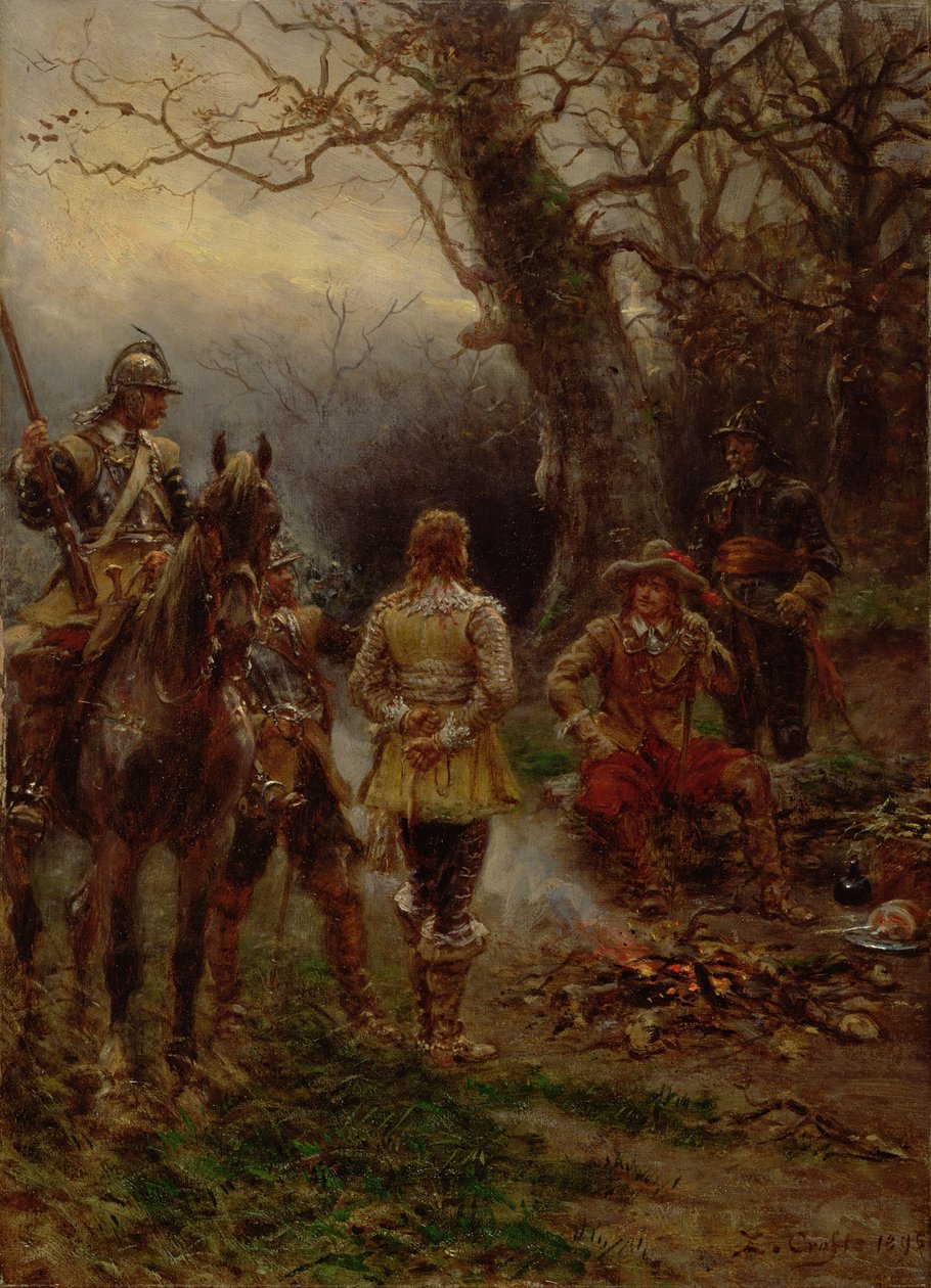 Oliver Cromwell kuulustelee vankia, 1895 tekijältä Ernest Crofts