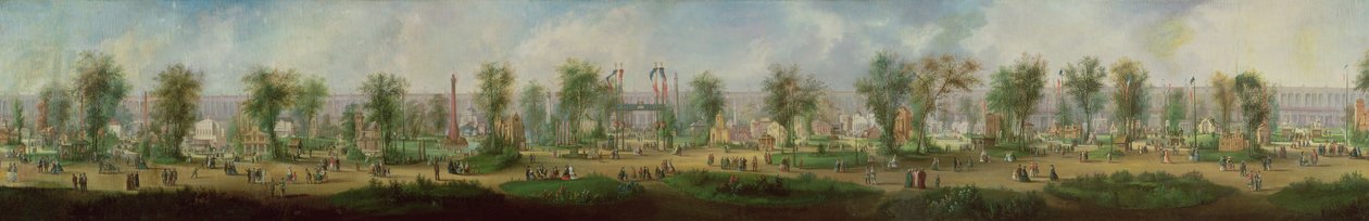 Panoraamanäkymä vuoden 1855 näyttelystä tekijältä Ernest Lami de Nozan