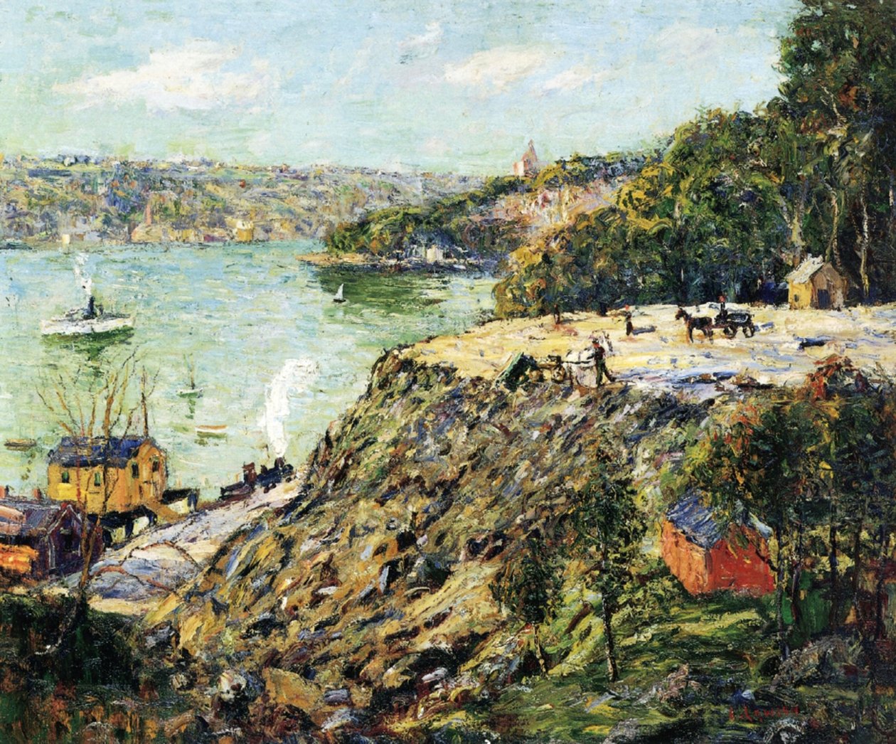 Joen toisella puolella, New York, noin 1910. tekijältä Ernest Lawson