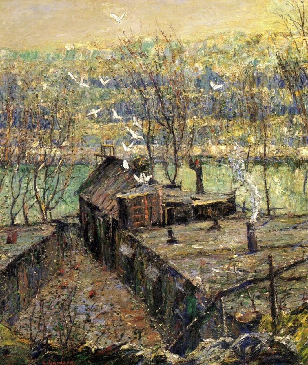 Pigeon Coop, n. 1916 tekijältä Ernest Lawson