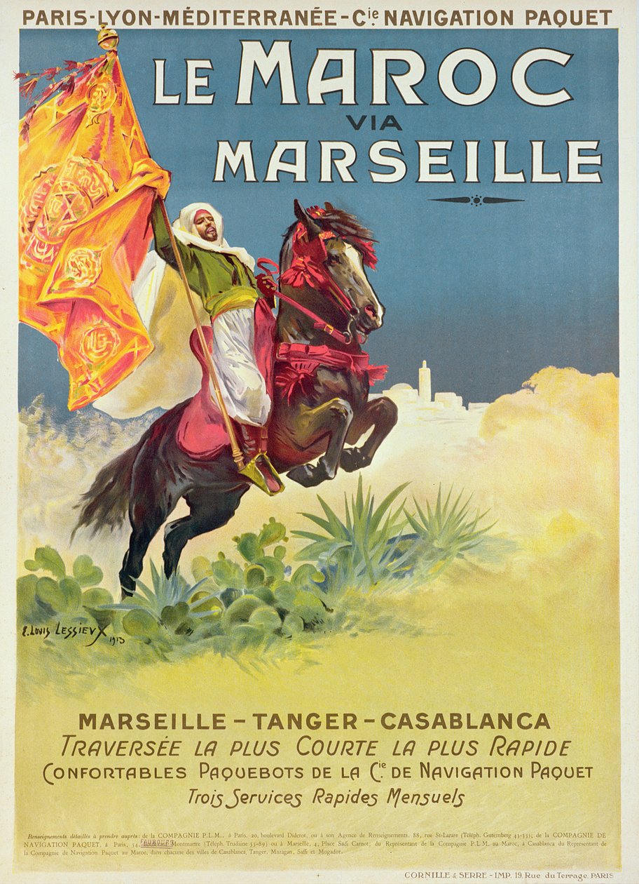 Marokon ja Marseillen juliste, 1913 tekijältä Ernest Louis Lessieux