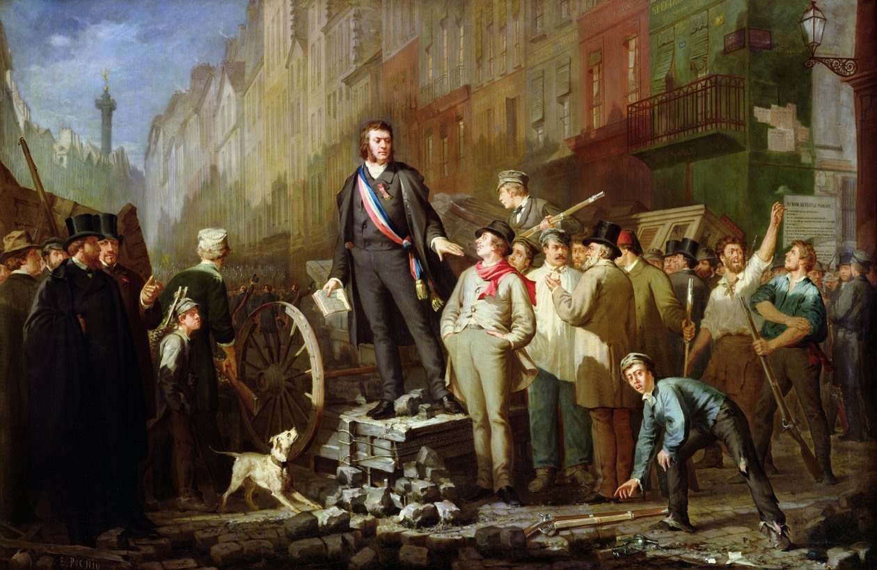 Alphonse Baudin Faubourg Saint-Antoinen barrikadilla 3. joulukuuta 1851. tekijältä Ernest Louis Pichio