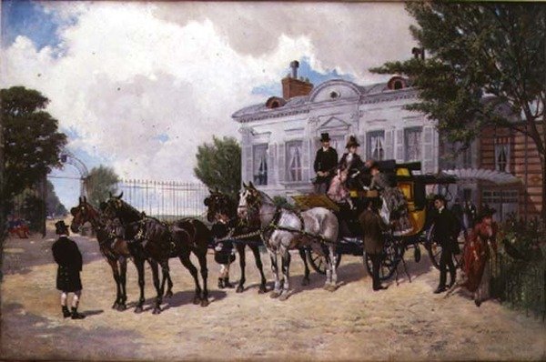 Hackney Carriage (öljy kankaalle) tekijältä Ernest-Alexandre Bodoy
