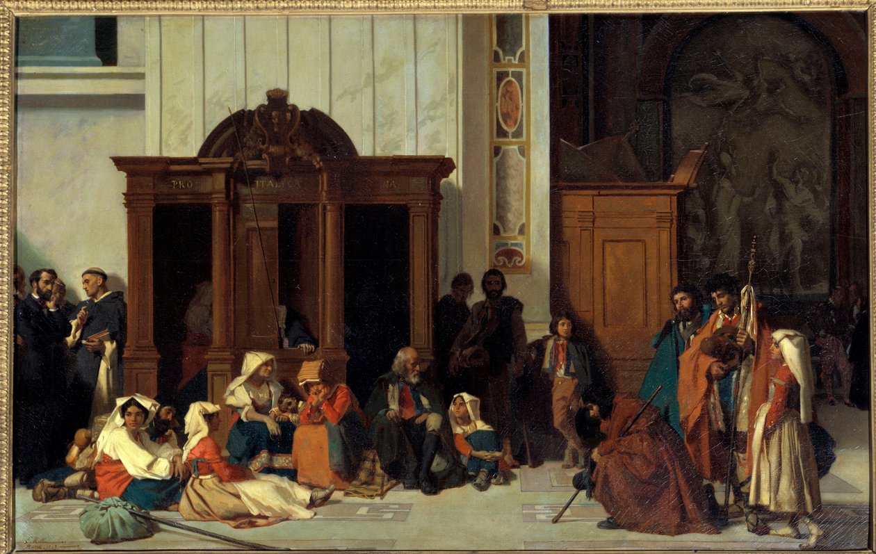 Rooman Pietarinkirkon tunnustus, pääsiäissunnuntai Emile Ernest Hillemacherin (1818-1887) maalaus 1847 su. 0,68 x 1,05 m Pariisi, Musee d