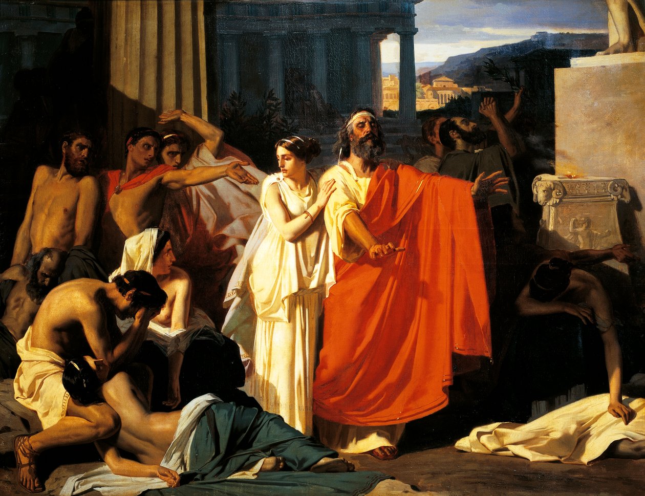 Oidipus ja Antigone ruton aikana Thebassa, Eugene-Ernest Hillemacher (1818-1887) tekijältä Ernest Hillemacher