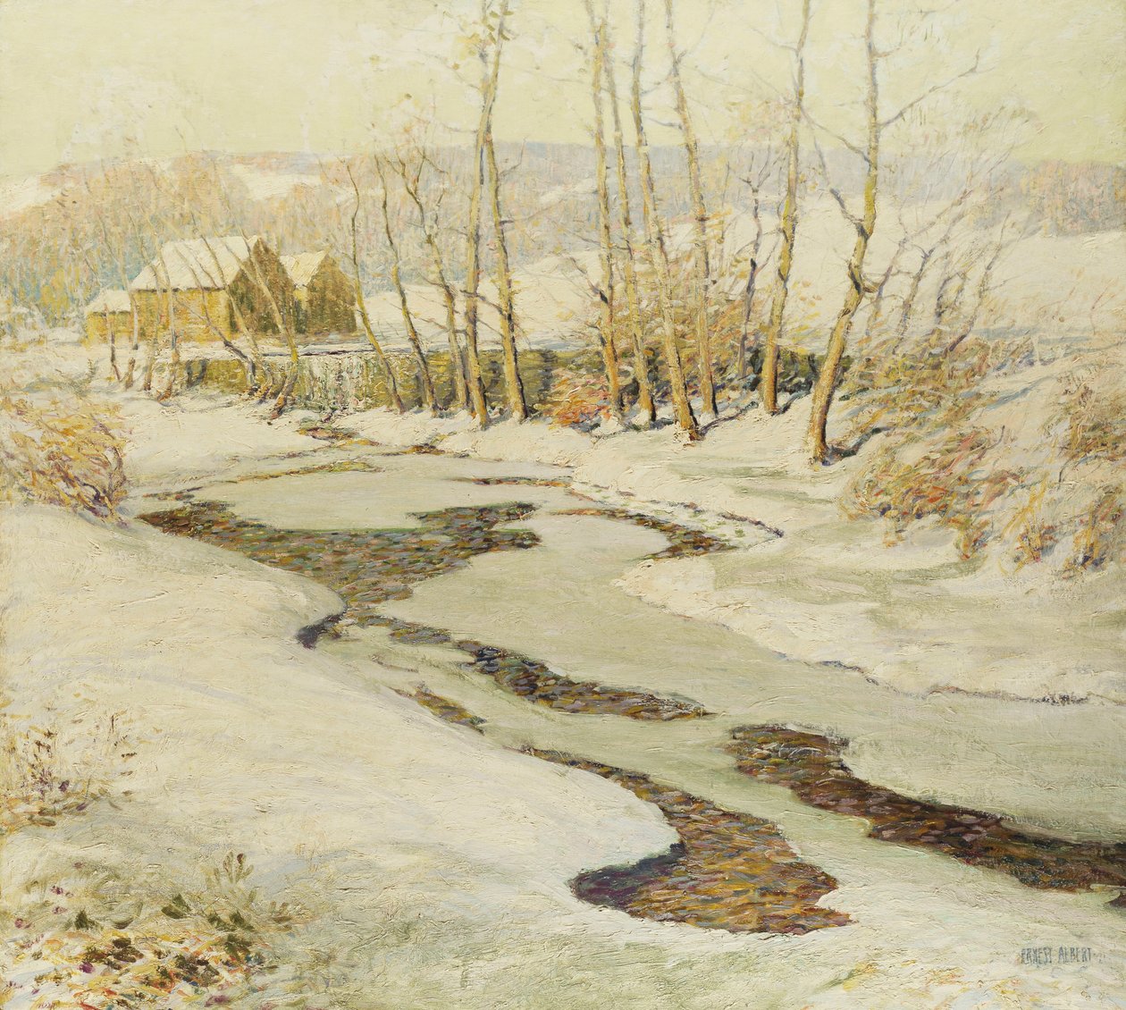 Mill Stream (öljy masoniittiin) tekijältä Ernest Albert