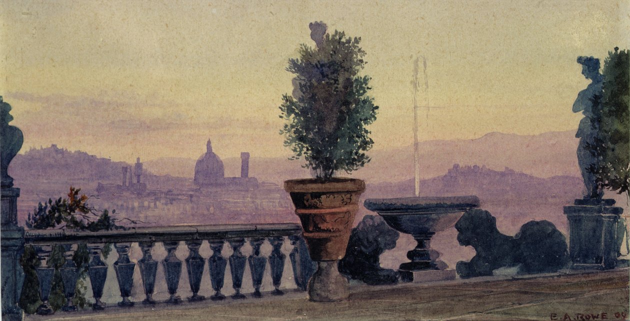 Näkymä Firenzeen ympäröiviltä kukkuloilta, 1904 tekijältä Ernest Arthur Rowe