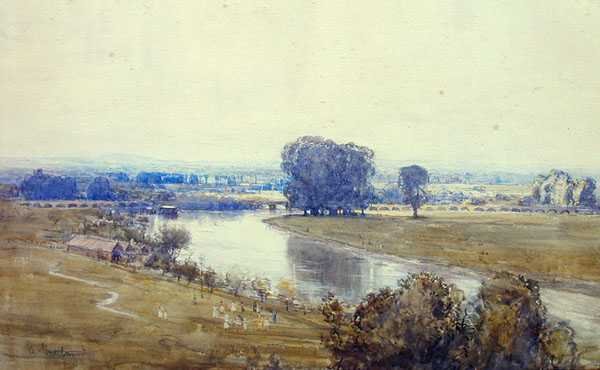 Panoraamanäkymä (akvarelli paperille) tekijältä Arthur Streeton