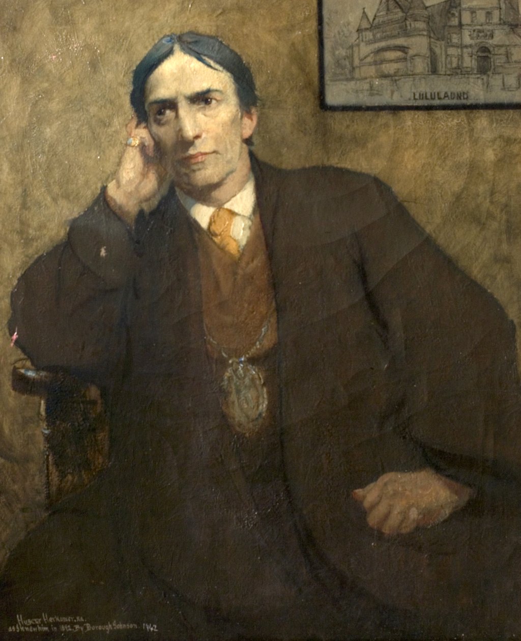 Sir Hubert von Herkomerin kuolemanjälkeinen muotokuva tekijältä Ernest Borough Johnson