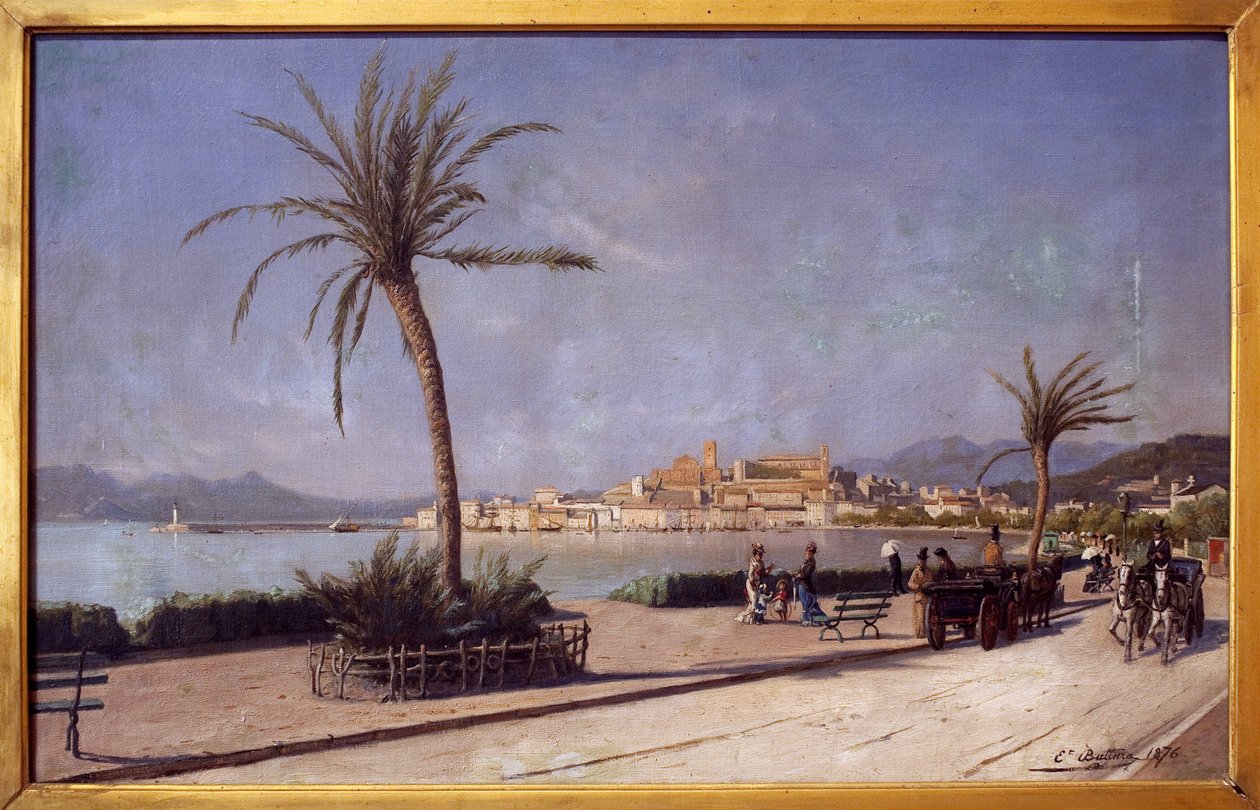 Kävele Croisette de Cannesilla. Ernest Butturan (1841-1920) maalaus öljy kankaalle tekijältä Ernest Buttura