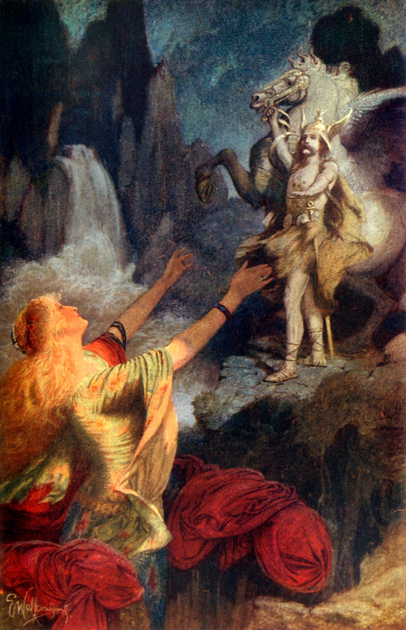 "Hundingsbanen paluu Valhallaan", 1912. tekijältä Ernest Charles Wallcousins