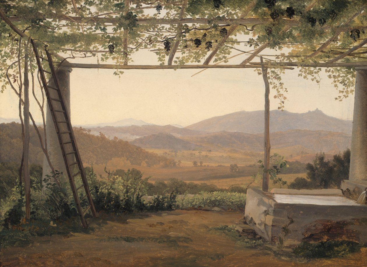 Suihkulähde ja pergola Italiassa tekijältä Ernest Christian Frederik Petzholdt