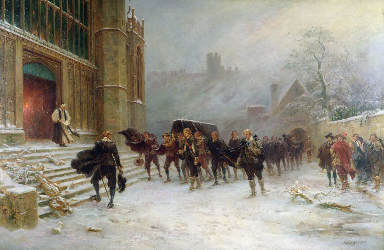 Kuningas Kaarle I hautajaiset - Pyhän Yrjön kappeli, Windsor vuonna 1649 tekijältä Ernest Crofts