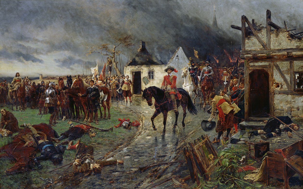 Wallenstein: Kolmikymmenvuotisen sodan kohtaus (öljy kankaalle) tekijältä Ernest Crofts