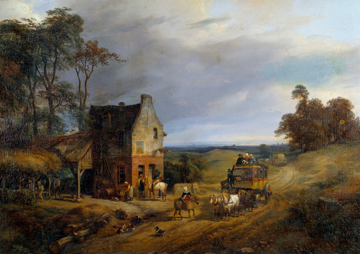 Pidätetty majatalon edessä. Ernest Delahayen (1855-1921) maalaus 1800-luvulta. Compiegne, National Castle Museum. tekijältä Ernest Delahaye