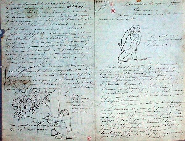 Kuvitettu kirje Paul Verlainelle (1844-96), 3. maaliskuuta 1881 (kynä ja muste paperille) tekijältä Ernest Delahaye