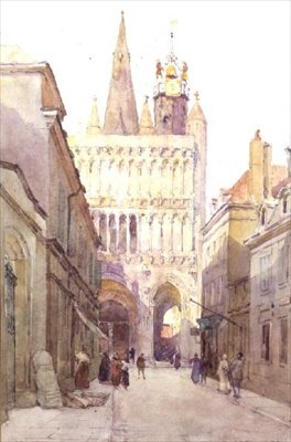 Notre Dame, Dijon 1897 (akvarelli) tekijältä Ernest George