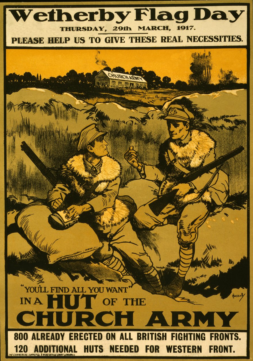 Wetherbyn lippupäivän juliste, torstai 29. maaliskuuta 1917, pub. 1917 tekijältä Ernest Hasseldine