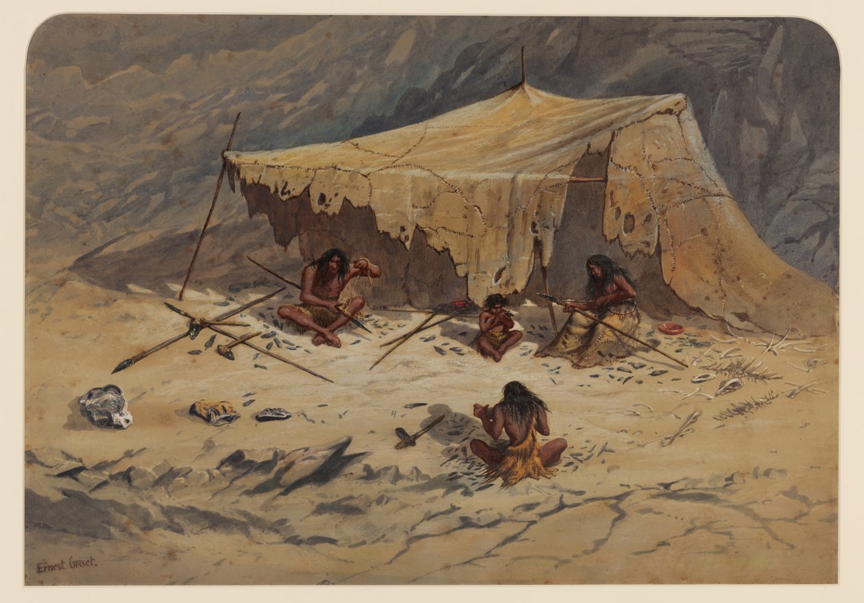 Esihistoriallinen leiri, 1871 tekijältä Ernest Henry Griset