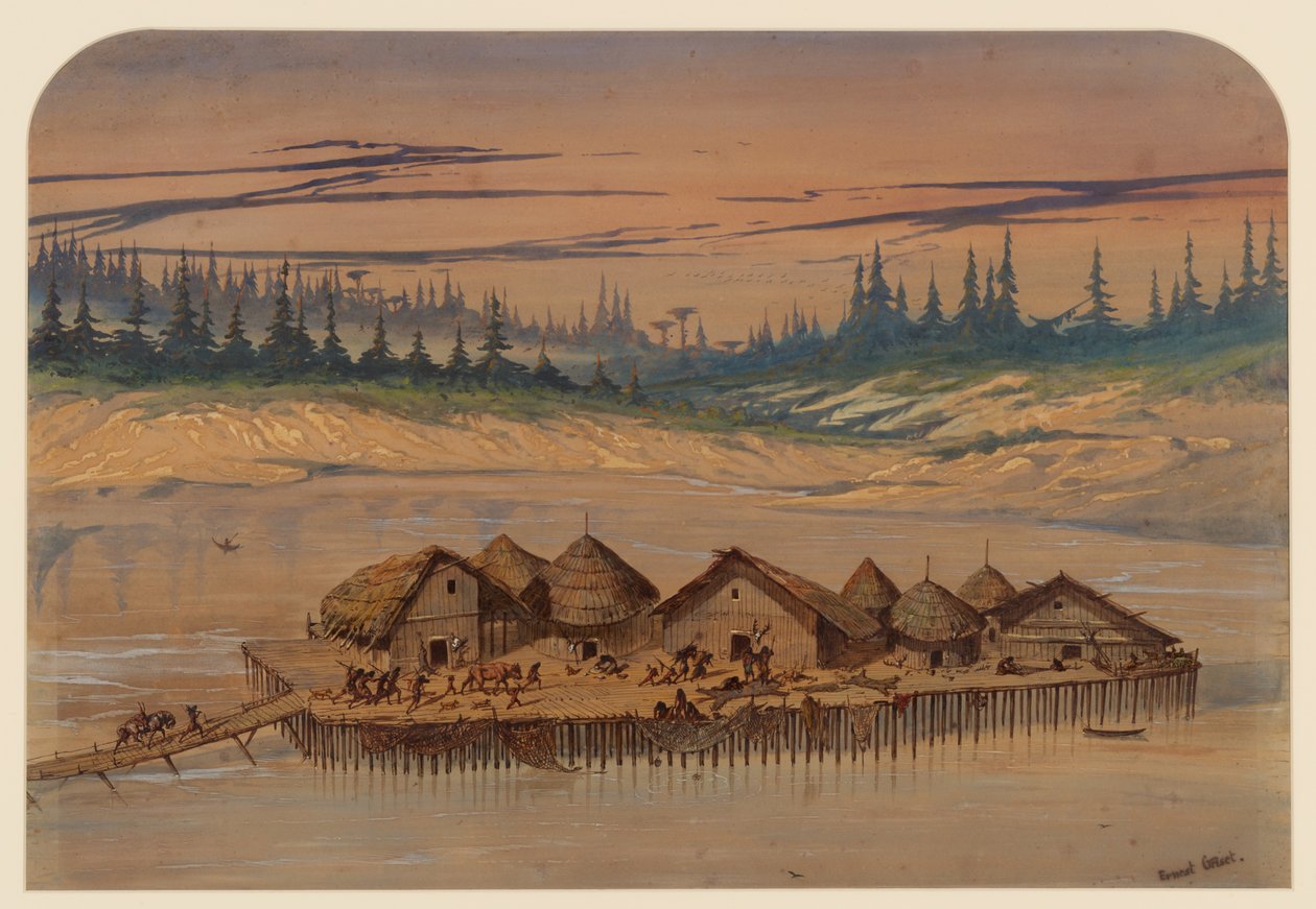 Esihistoriallinen kylä, 1871 tekijältä Ernest Henry Griset