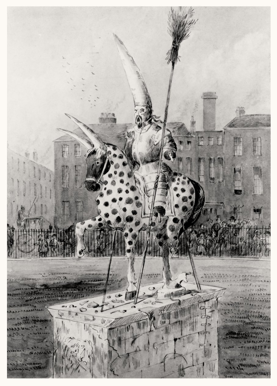 Patsas Leicester Squarella keskiviikkoaamuna 17. lokakuuta 1866 (kynä ja muste ja wc paperilla) tekijältä Ernest Henry Griset