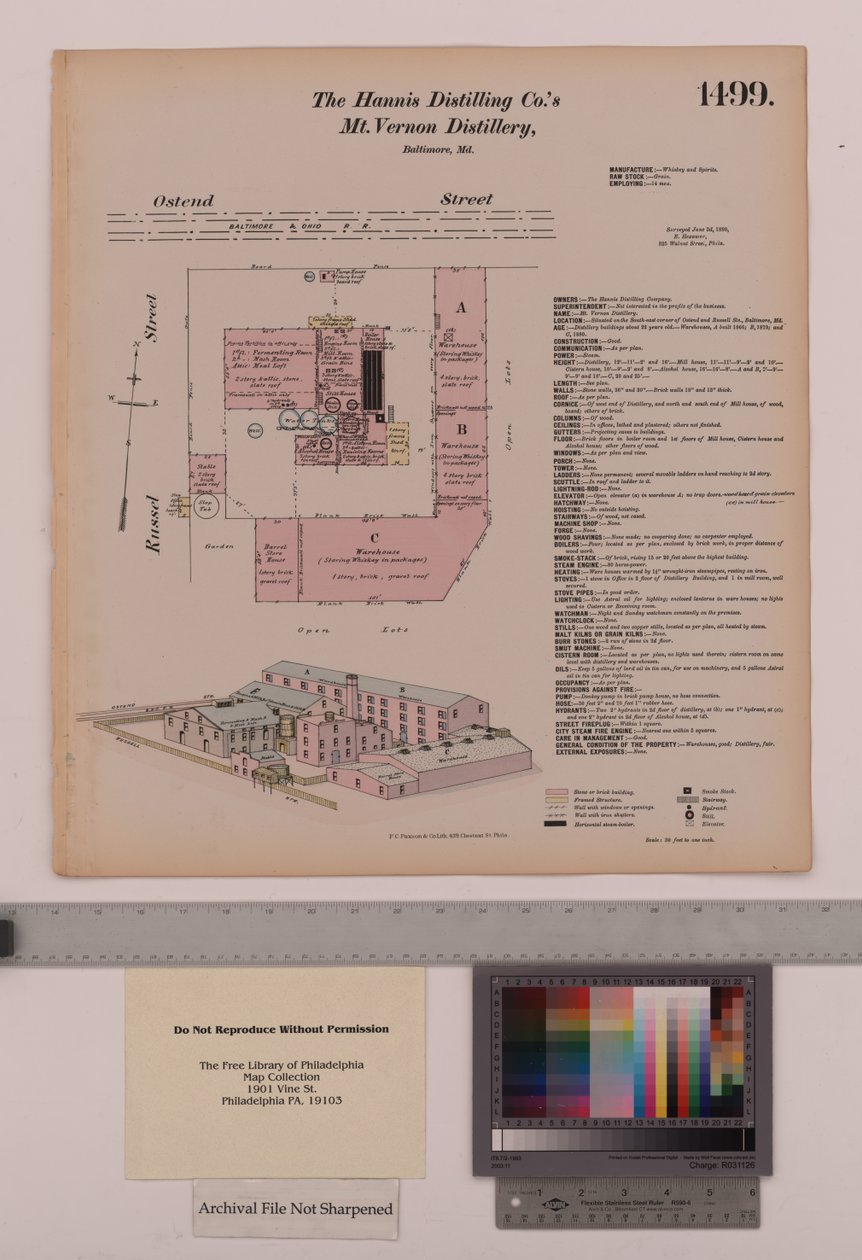 Hannis Distilling Co.s Mount Vernon Distillery, Maryland, Hexamer General Surveys, 1880 tekijältä Ernest Hexamer