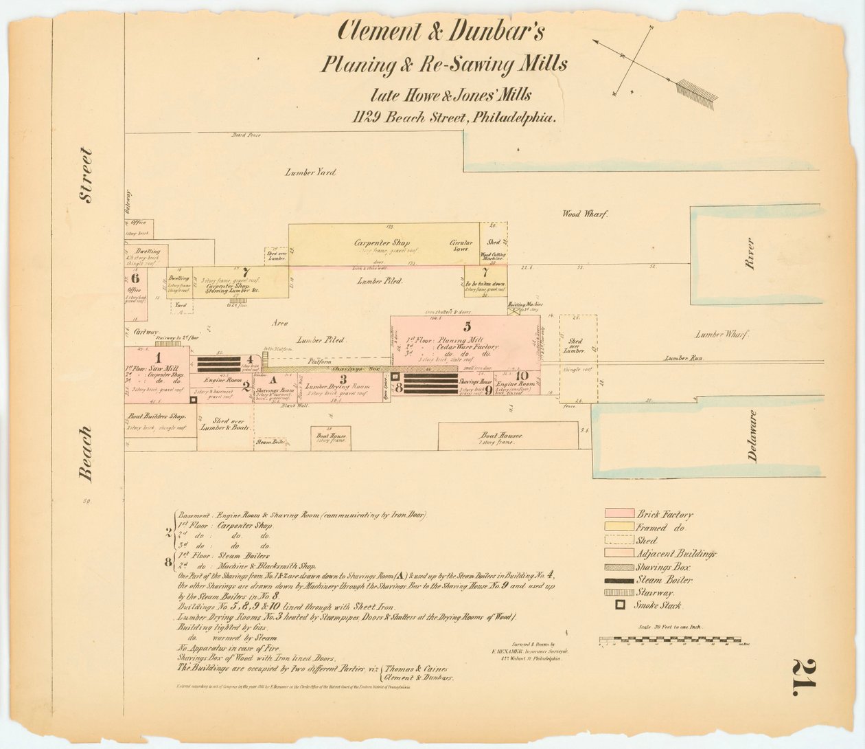 Hexamer General Survey; osa 1, levy 21, 1866 (käsinvärinen kaiverrus) tekijältä Ernest Hexamer