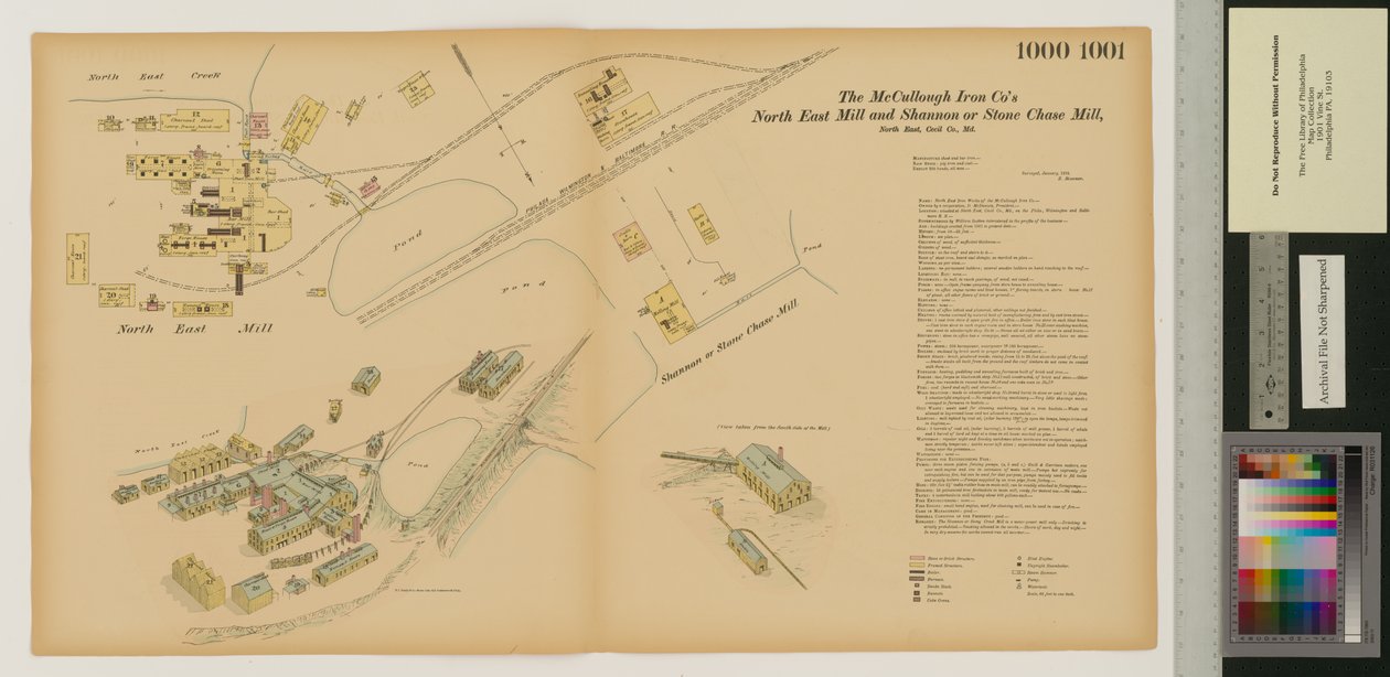 North East Mill ja Shannon tai Stone Chase Mill, Maryland, Hexamer General Surveys, 1880 tekijältä Ernest Hexamer