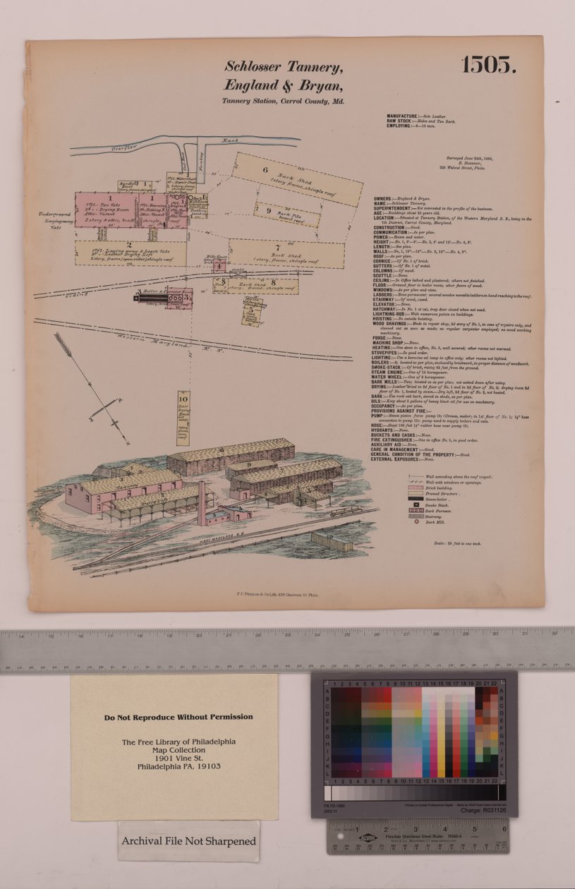 Schlosser Tannery, Englanti ja Bryan Tannery Station, Maryland, Hexamer General Surveys, 1880 tekijältä Ernest Hexamer