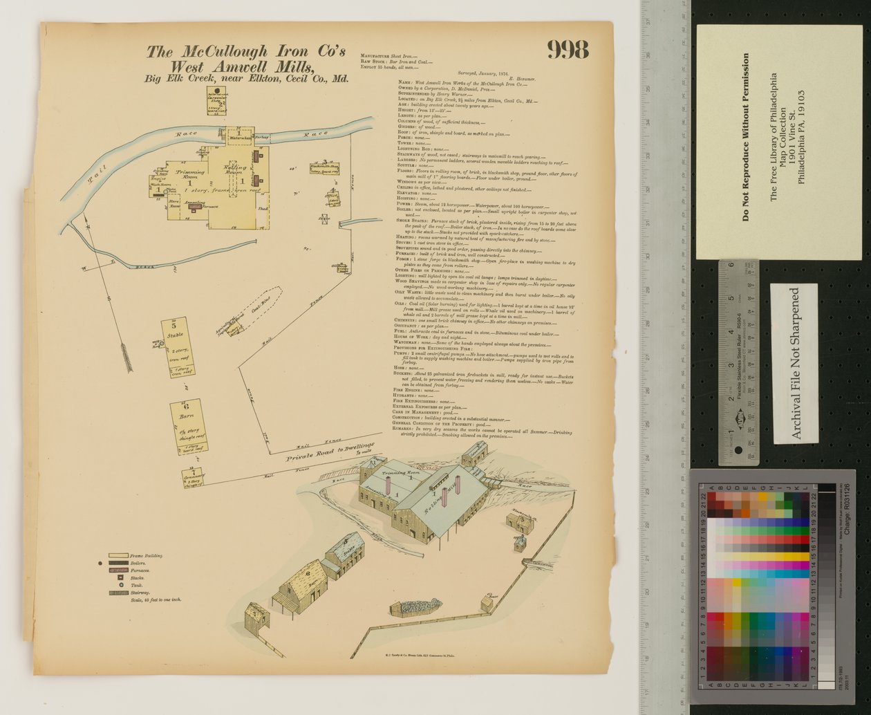 West Amwell Mill, Big Elk Creek, Maryland, Hexamer General Surveys, 1876 tekijältä Ernest Hexamer