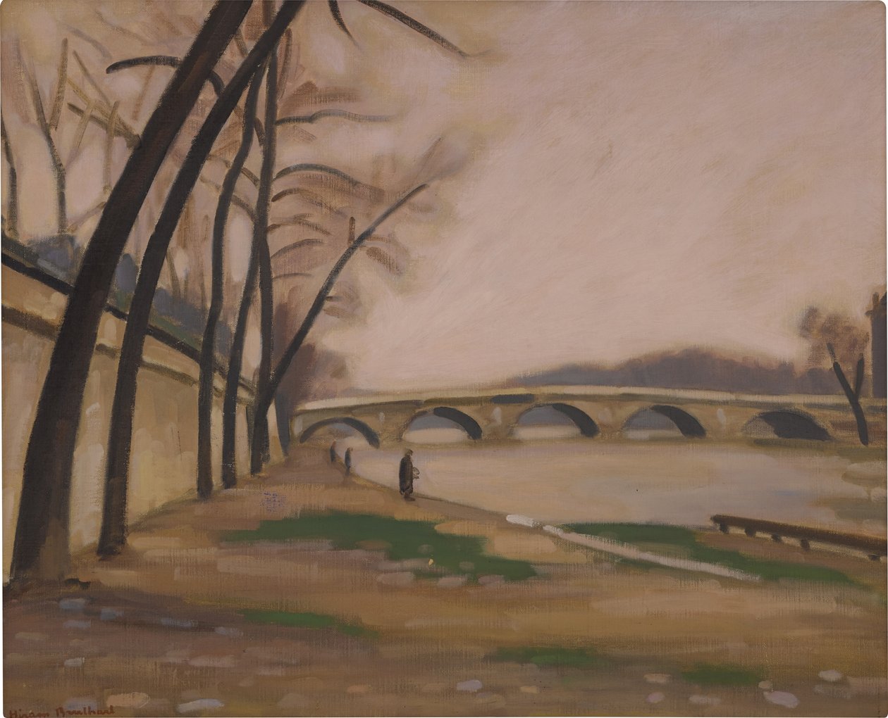 Seinen ranta Pariisissa, n. 1920-30 (öljy kankaalle) tekijältä Ernest Hiram Brülhart