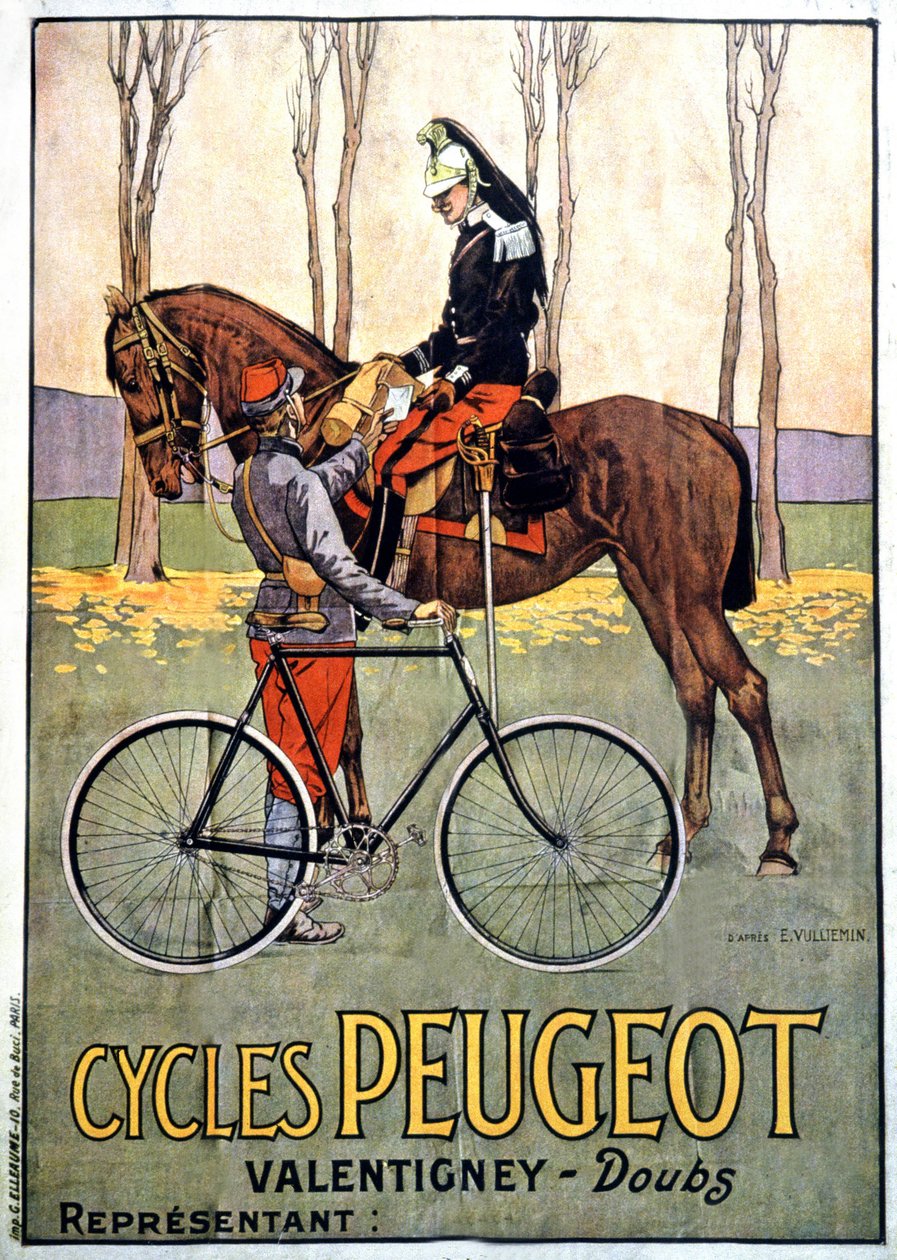 Armeijan lähettiläs, Peugeot Advertising, n. 1900 (juliste) tekijältä Ernest John Alexis Vulliemin
