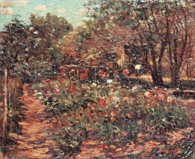 Puutarhamaisema, n. 1915 (öljy kankaalle) tekijältä Ernest Lawson