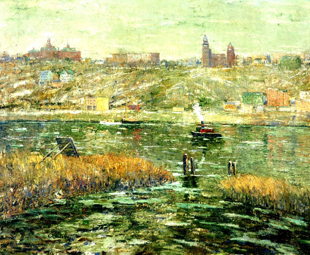 Harlem-joki, n. 1913-1915 tekijältä Ernest Lawson